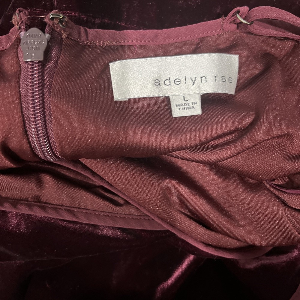Adelyn Rae Dress Women L Burgundy Silk Blend Velvet‎ Faux Wrap Ruched FD3316L - Picture 4 of 9